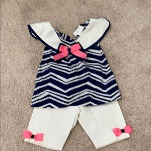 Navy white and hot pink Capri outfit